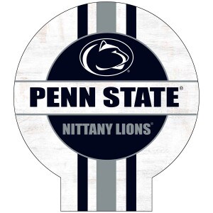 circular lawn sign with Athletic Logo above Penn State Nittany Lions